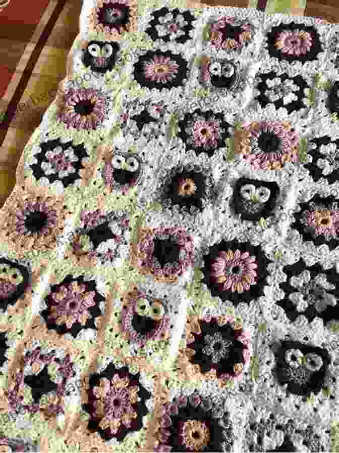 A Cozy Owl Granny Square Blanket, Adorned With An Array Of Whimsical Owl Designs In Soft, Pastel Hues Crochet Owl Granny Square: Crochet Pattern