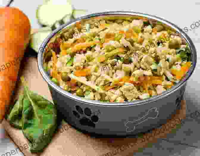 A Photo Of A Bowl Of Homemade Dog Food With Fresh Ingredients Like Meat, Vegetables, And Fruits. Homemade Dog Diet: Balanced Homemade Dog Diet