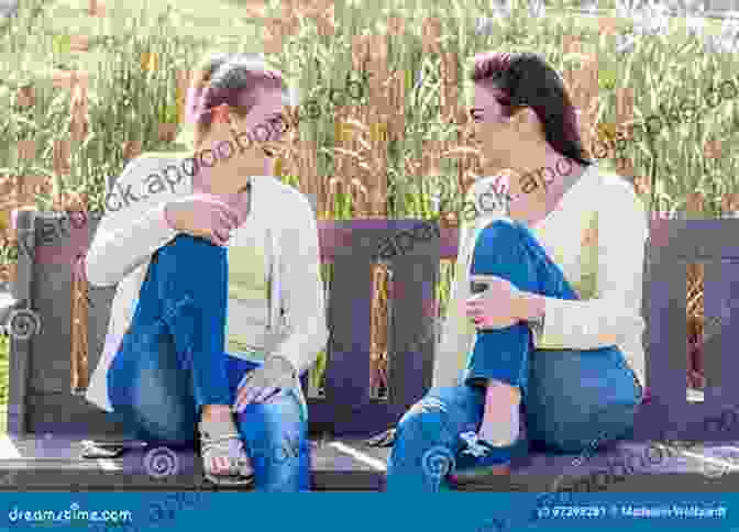 Two Best Friends Sitting On A Bench, Laughing And Talking Best Friends Forever: A Novel